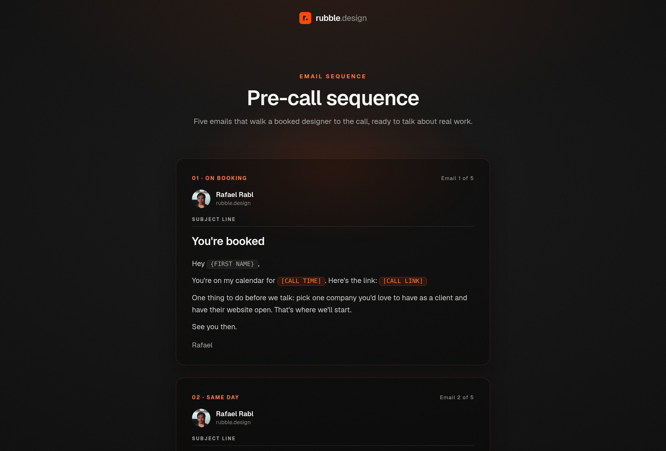 Pre-call sequence preview